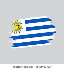 Uruguay national flag in brush shape frame