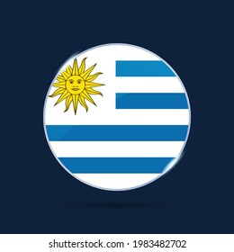 uruguay national flag Circle button Icon. Simple flag, official colors and proportion correctly. Flat vector illustration.
