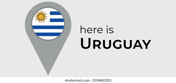 Uruguay national flag map marker pin icon illustration