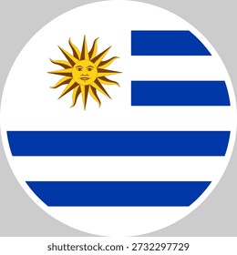 Uruguay National Flag Vector Illustration in Circle Shape, High Quality Design