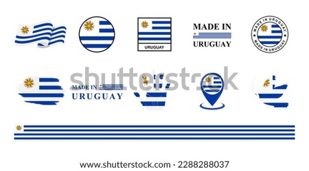 Uruguay national flags icon set. Labels with Uruguay flags. Vector illustration