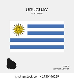 Uruguay national map and flag