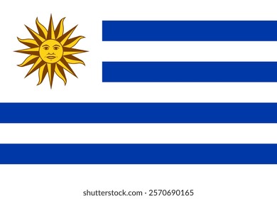 uruguay national simple flag, uruguayan state flag vector illustration