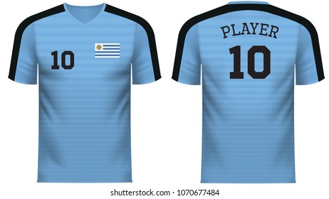 Uruguay national soccer team shirt in generic country colors for fan apparel.
