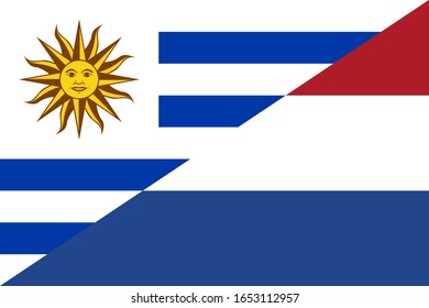 uruguay and netherlands flag. vector background