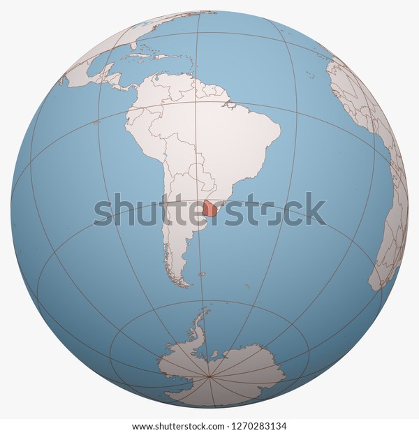 Uruguay On Globe Earth Hemisphere Centered Stock Vector (Royalty Free ...