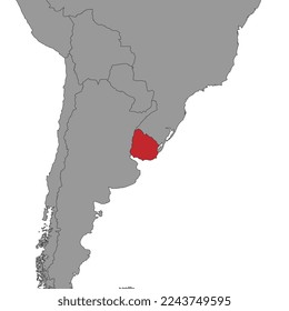 Uruguay on world map. Vector illustration.