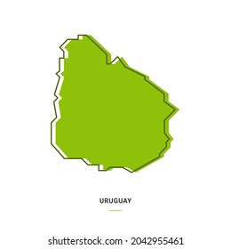 Uruguay Rahmenplan mit grüner Farbe. Modern Simple Line Cartoon Design - EPS10 Vector