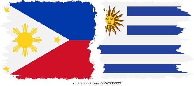 Conexión de banderas de grifo Uruguay y Filipinas, vector
