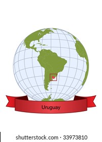 Uruguay, position on the globe