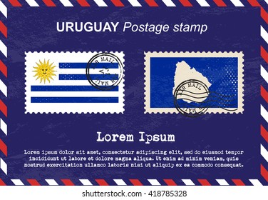 Uruguay postage stamp, vintage stamp, air mail envelope.