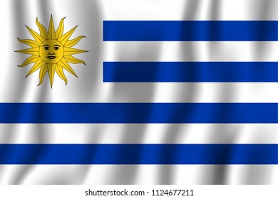 Uruguay realistic waving flag vector illustration. National country background symbol. Independence day.
