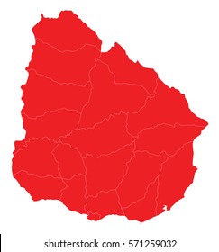 Uruguay Red Map