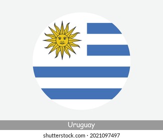Uruguay Round Circle Flag. Uruguayan Circular Button Banner Icon. EPS Vector