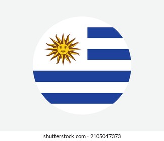 Uruguay Round Country Flag. Uruguayan Circle National Flag. Oriental Republic of Uruguay Circular Shape Button Banner. EPS Vector Illustration. svg