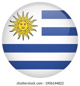 Uruguay Round Flag Glossy Icon.