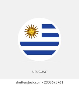 Uruguay round flag icon with shadow.