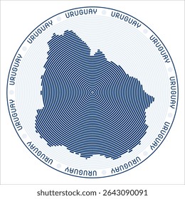 Projeto do logotipo da rodada do Uruguai. Forma de país de anéis. Texto uruguaio pelo país. Ilustração de vetor.