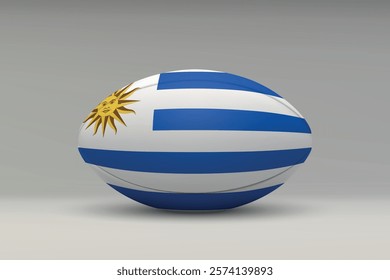 Uruguay rugby ball featuring the national flag design on a gray background