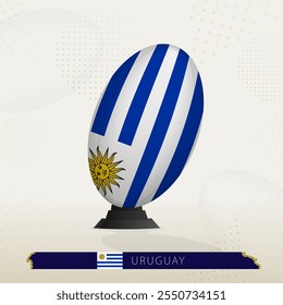 Uruguay Rugby Ball on Rugby Kicking Tees with Modern Design. Illustration perfect for sports, national pride, and rugby-related projects.