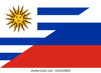 uruguay and russia flag. vector background