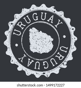 Uruguay Seal Map. Silhouette Postal Passport Stamp. Round Vector Icon Postmark.