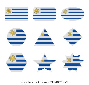 conjunto uruguay de banderas con formas geométricas