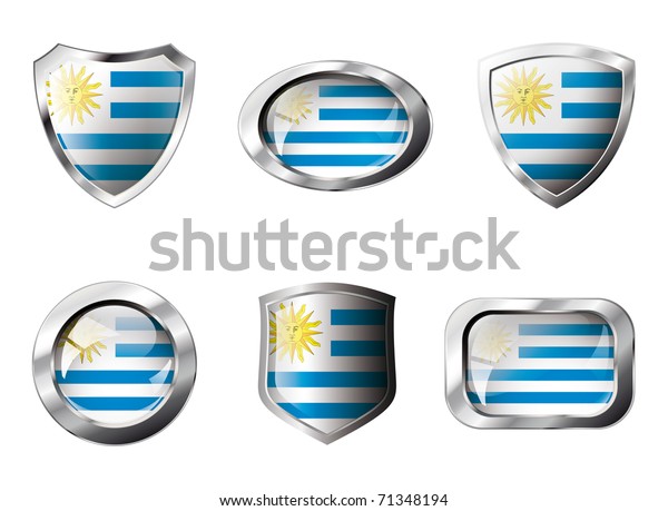 Uruguay Set Shiny Buttons Shields Flag Vector De Stock Libre De Regal As Shutterstock