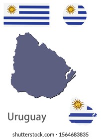 Uruguay silhouette and flag vector illustration