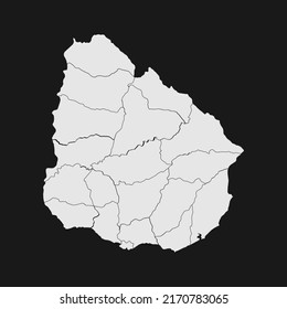 uruguay soft white map with black detail and background
