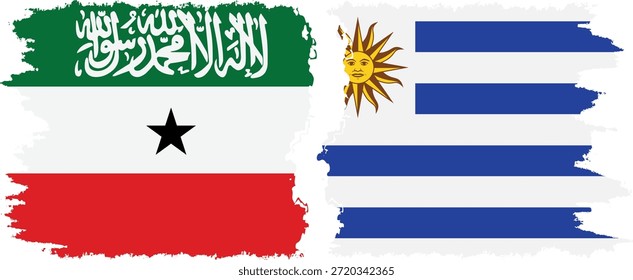 Conexão das bandeiras grunge do Uruguai e da Somalilândia, vetor