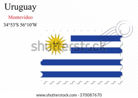 uruguay stamp design over stripy background, abstract vector art illustration, image contains transparency