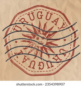Uruguay Stamp Travel Passport. Design Retro Symbol Country. Old Vintage Postmark.