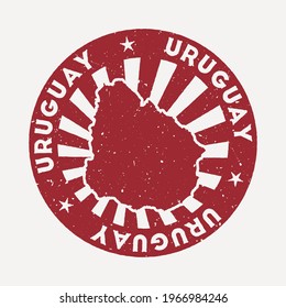 Uruguay stamp. Travel red rubber stamp with the map of country, vector illustration. Can be used as insignia, logotype, label, sticker or badge of the Uruguay.