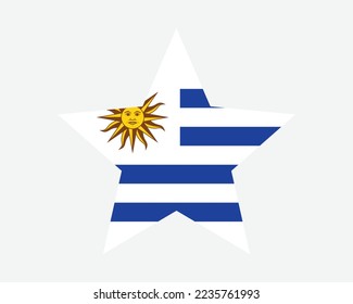 Uruguay Star Flag. Uruguayan Star Shape Flag. Country National Banner Icon Symbol Vector Flat Artwork Graphic Illustration