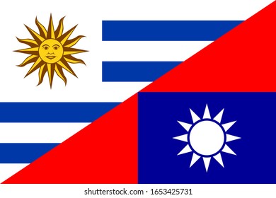 uruguay y la bandera de Taiwán. fondo vectorial