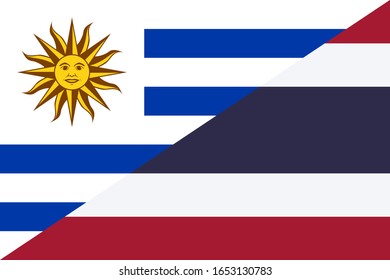 uruguay y la bandera tailandesa. fondo vectorial