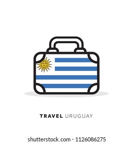 Uruguay travel concept. Suitcase vector icon with national country flag