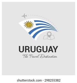 Uruguay The Travel Destination logo - Vector travel company logo design - Country Flag Travel and Tourism concept t shirt graphics - vector illustration