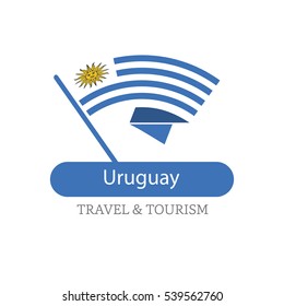 Uruguay The Travel Destination logo - Vector travel company logo design - Country Flag Travel and Tourism concept t shirt graphics - vector illustration