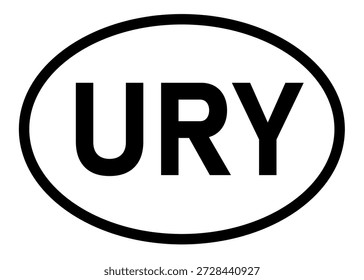 Uruguay URY, Abkürzungsvektor auf weißem Hintergrund
Ländercode-Abkürzung ovales Aufkleber-Symbol auf weißem Hintergrund