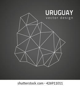Uruguay vector contour  black map