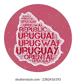 Uruguay vector image. Country round logo design. Uruguay poster in circular arcs and word cloud style. Captivating vector illustration.