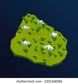 Uruguay Vector Low Poly 3D Cartoon Map