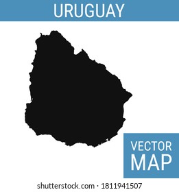 Uruguay vector map with country name, black on white background.