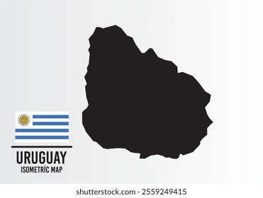 Uruguay vector map with flag next to it. Uruguay map with national flag isolated on white background. Vector illustration	
