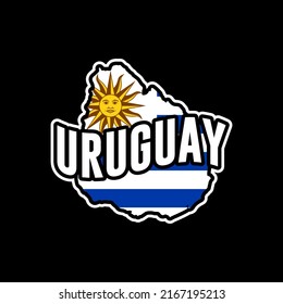 Uruguay Vektorgrafik Silhouettengrafik einzeln auf schwarzem Hintergrund. Aufkleber aus Uruguay, Karte, Silhouette, Flagge, Emblem, Identität, Nation.