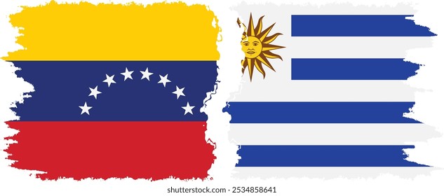 Uruguay y Venezuela grunge enarbolan conexión, Vector