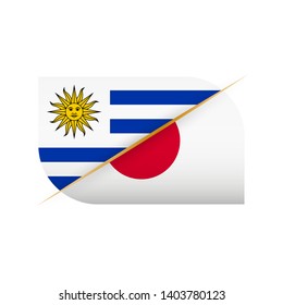 Uruguay versus Japan, two vector flags icon for sport competition.