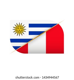 Uruguay versus Peru, two vector flags icon for sport competition.